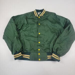 Vintage 90s West Wind Varsity Bomber Satin Jacket Mens L Greenbay Packer Colors